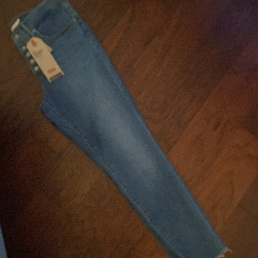 Womens Button Front Levi Jean, Blue Denim Shaping Skinny Ankle, size 31